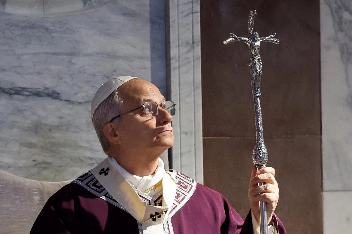 Pope Leo XIV attends the Ash Wednesday Mass at the Santa Sabina Basilica in Rome, Italy, February 18, 2026. REUTERS/Remo Casilli