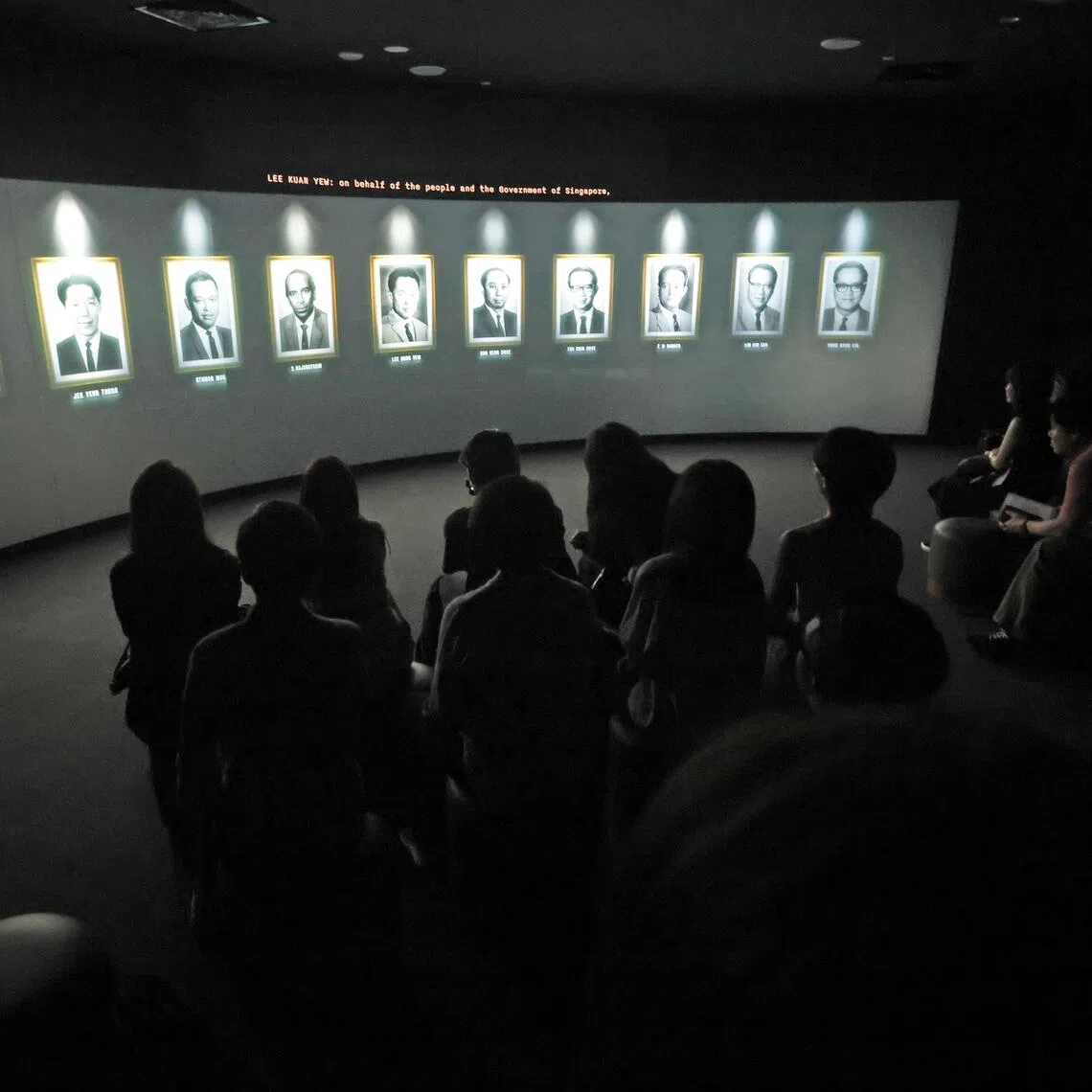 CMG20251126-Darwis01 陈渊庄/ 许翔宇/ The Albatross File: Singapore’s Independence Declassified exhibition [NLB]***** Documents never seen before will be on exhibition to the public starting 8 December 2025 at the National Library. Plenty of other documents not allowed to be photographed will only be able to be photographed on 7 December.Members of the media watching a 22 minutes video titled "ROOM, where it all began"