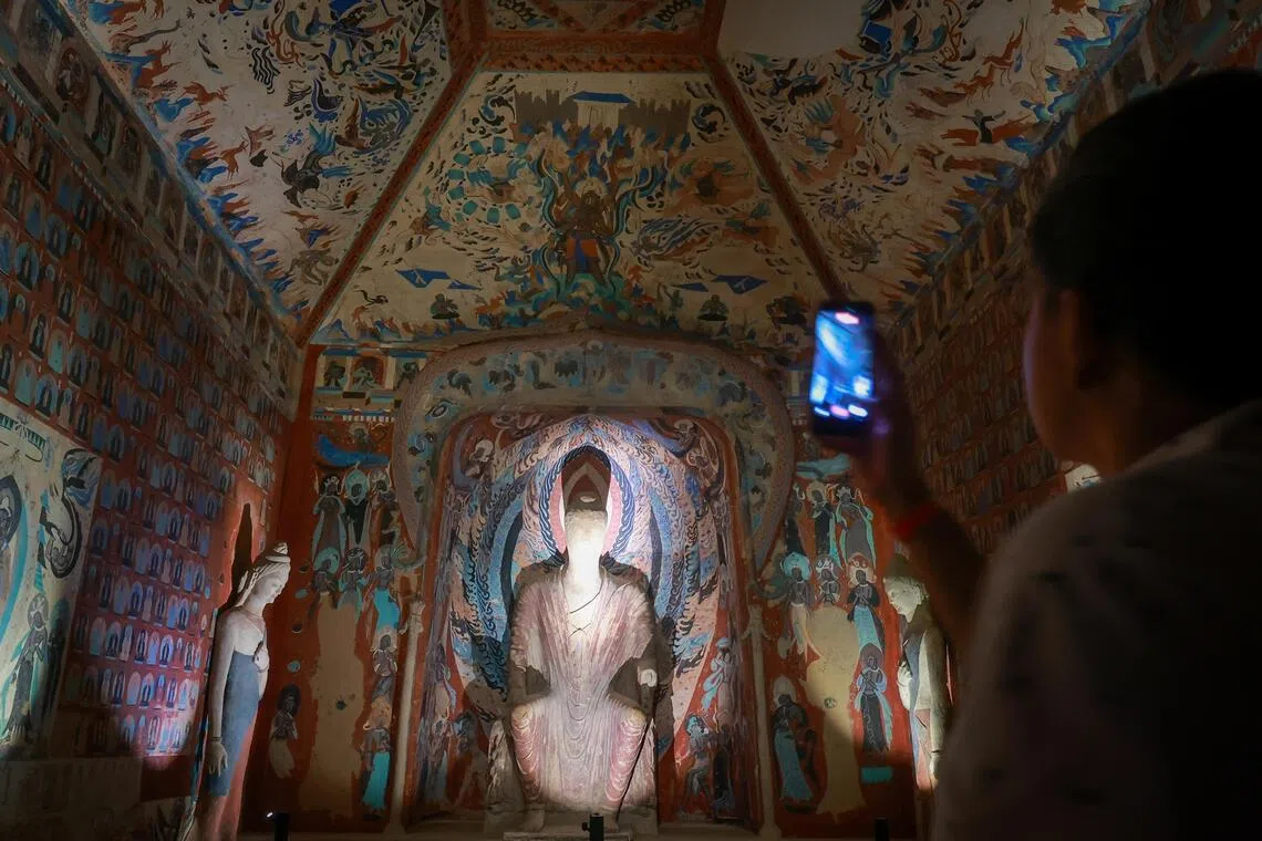 One of the replica caves show the commingling of Buddhist, Taoist and other imagery from Chinese mythology.