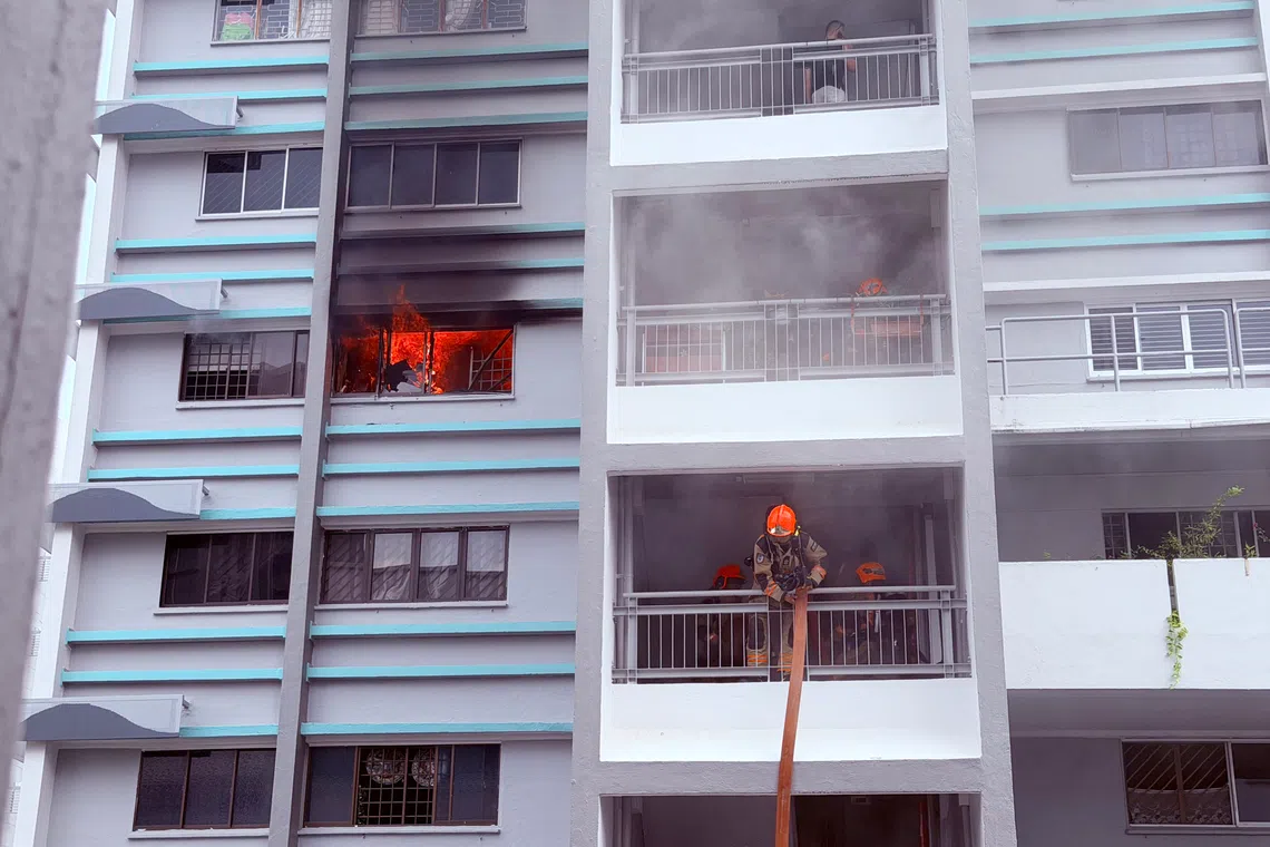 SCDF said in a Facebook post that it was alerted to the blaze at Block 254 Ang Mo Kio Avenue 4 at about 10.45am.