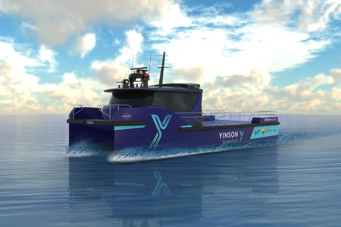 An artist's impression of the soon-to-be-launched Hydromover, a fully electric cargo vessel developed by the Goal Zero Consortium.
