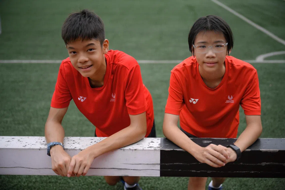 Student-athletes Jovan Chan (left), 14, and Abigail Ng, 13, are part of Singapore Sports School's Multi-Sport Academy.
