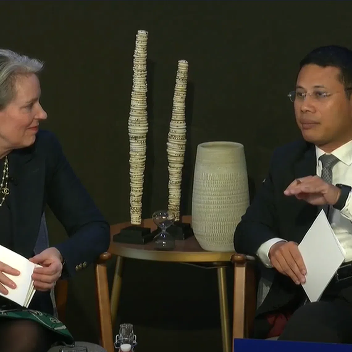 National Development Minister Desmond Lee at a panel discussion during the World Economic Forum in Davos.