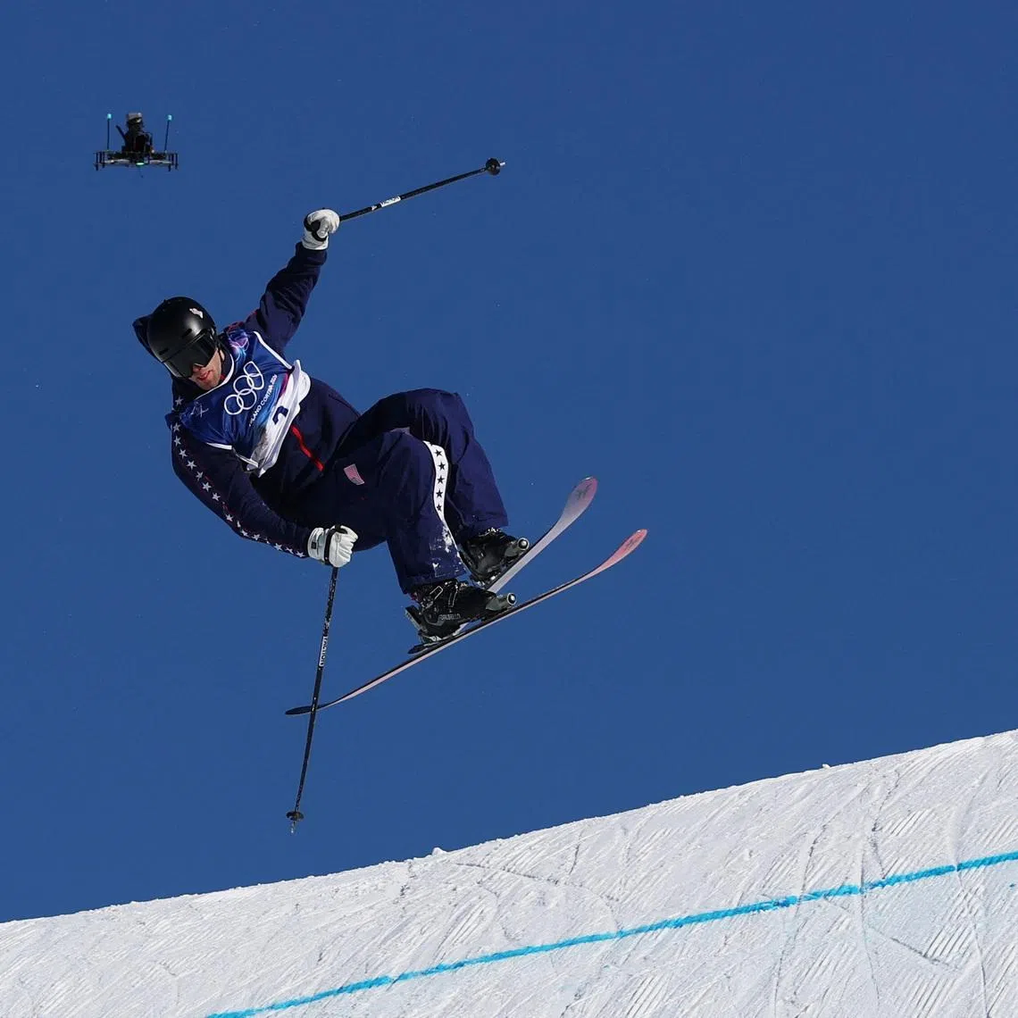 Milano Cortina 2026 Olympics - Freestyle Skiing - Men's Freeski Slopestyle Qualification - Livigno Snow Park, Livigno, Italy - February 07, 2026. Alex Hall of United States in action during his run REUTERS/Hannah Mckay
