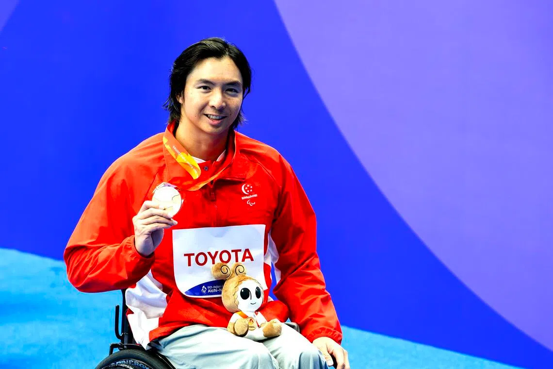 mtpara19 - Singapore’s Toh Wei Soong claimed bronze in the men's 400m freestyle S7 event on Oct 19.

PHOTO: DAVID WIRAWAN/SINGAPORE NATIONAL PARALYMPIC COUNCIL