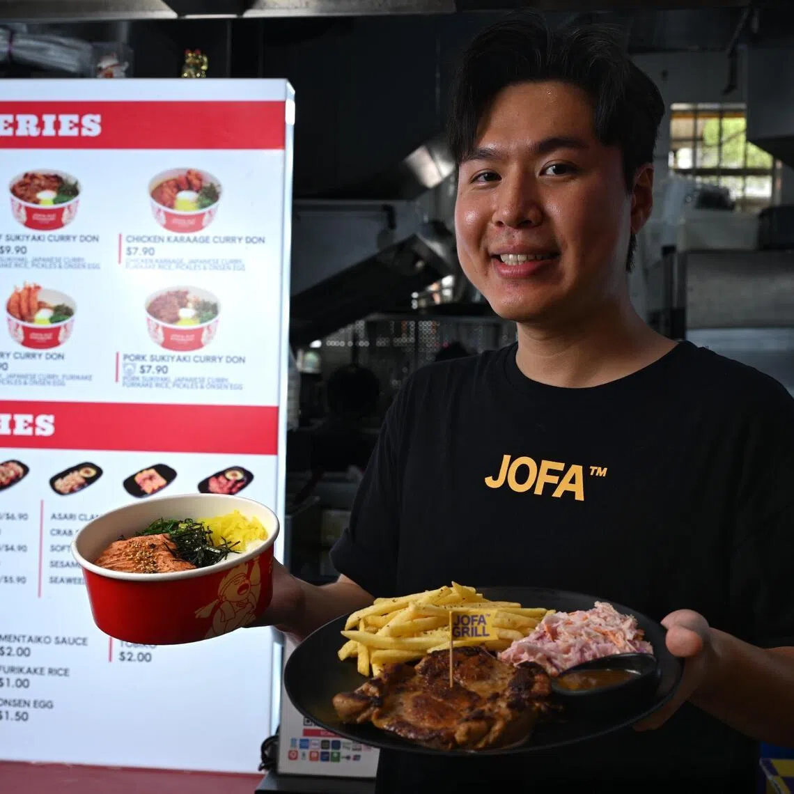 Mr Joel Tan, co-founder of western grill stall Jofa Grill.