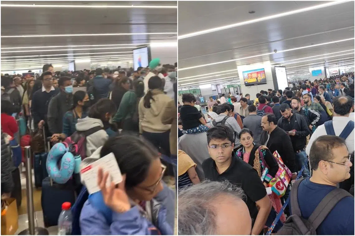 Pictures posted on Twitter showed overcrowding at Delhi International Airport.