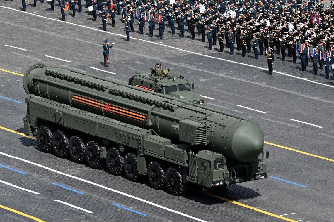 Russia's Yars intercontinental ballistic missile system unit drives in Red Square during a military parade on Victory Day, marking the 80th anniversary of the victory over Nazi Germany in World War Two, in central Moscow, Russia, May 9, 2025. Maxim Bogodvid/Host agency RIA Novosti/Handout via REUTERS