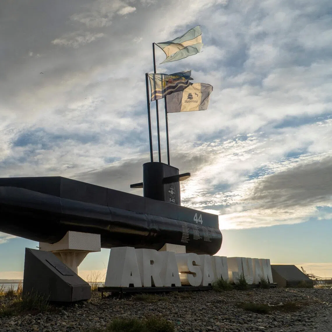 A cenotaph bearing the names of the 44 sailors who died during the sinking of the ARA San Juan submarine on Nov 15, 2017.