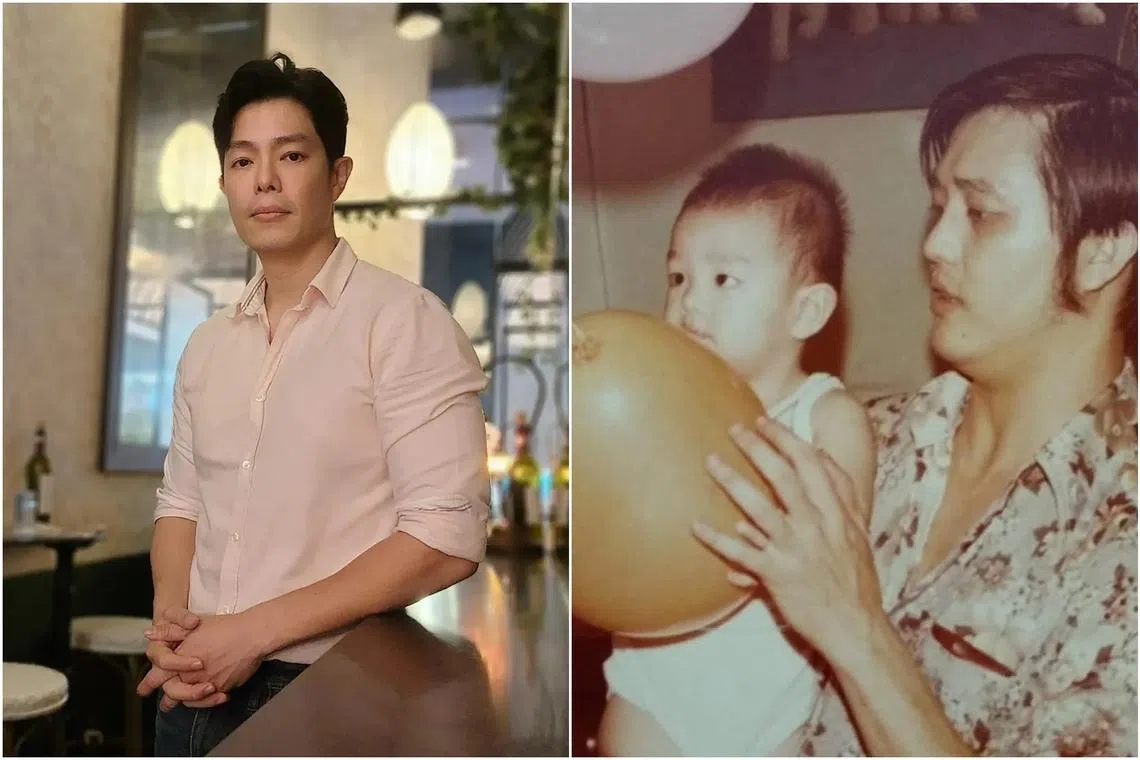 Zhang Yaodong (left) shares on social media a photo of himself and his father when he was a little boy.