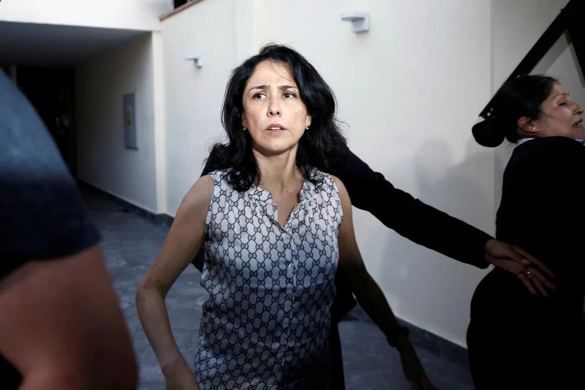 FILE PHOTO: Peru's former first lady Nadine Heredia arrives home after leaving jail, in Lima, Peru April 30, 2018. REUTERS/Janine Costa/File Photo
