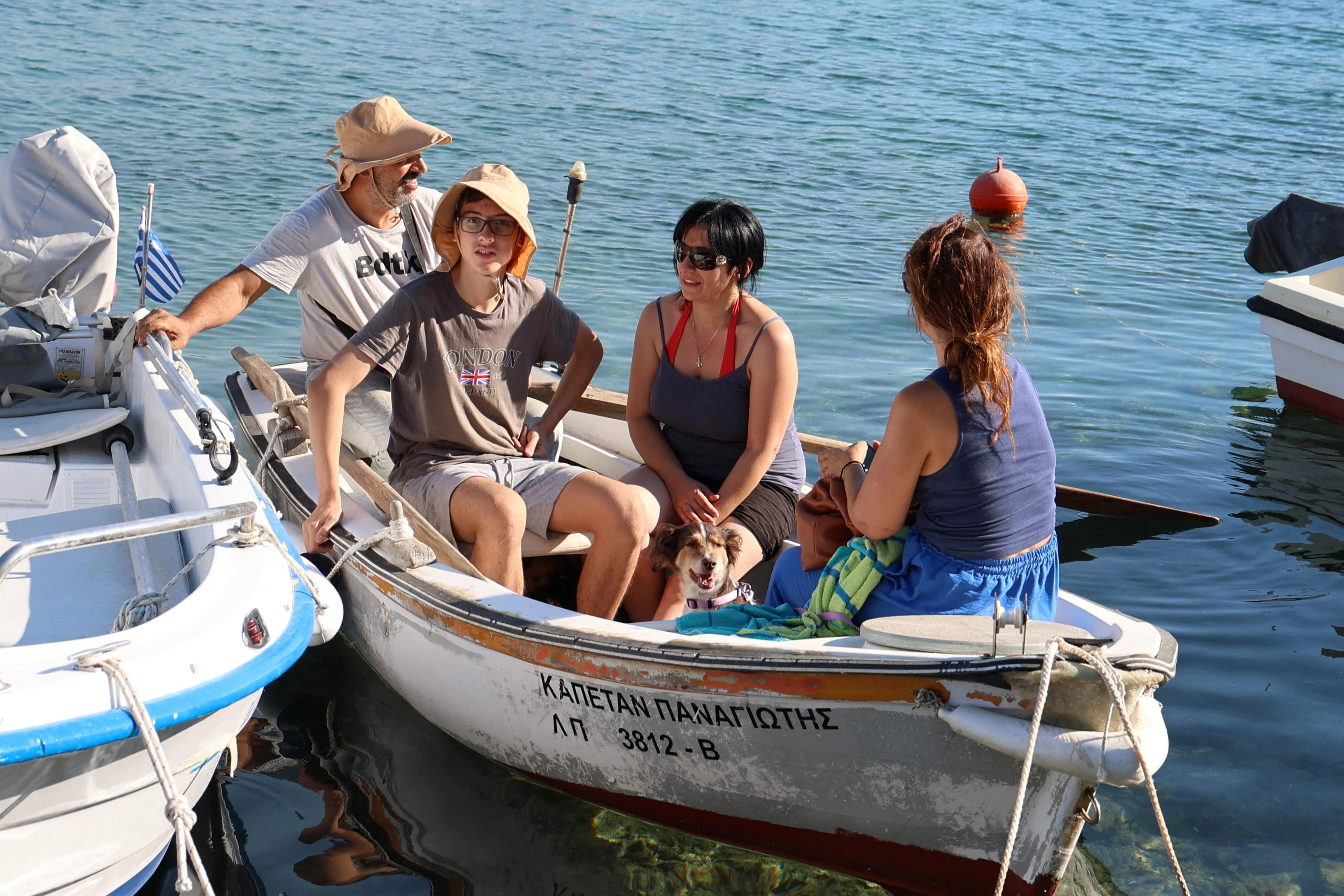 People being evacuated from the Greek island of Salamina on Aug 16.