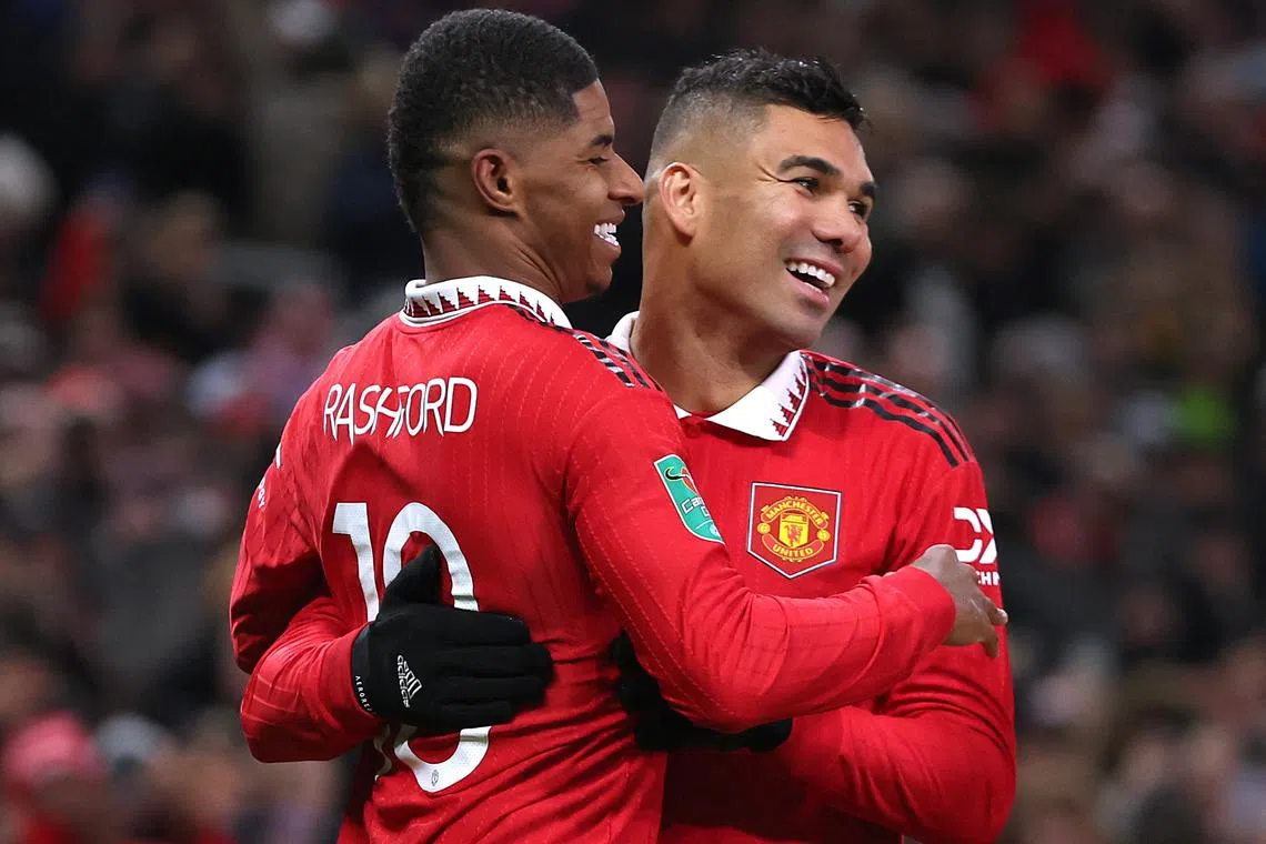 Manchester United's Casemiro has been a vital player in the team's winning run, alongside Marcus Rashford who is in red-hot form.