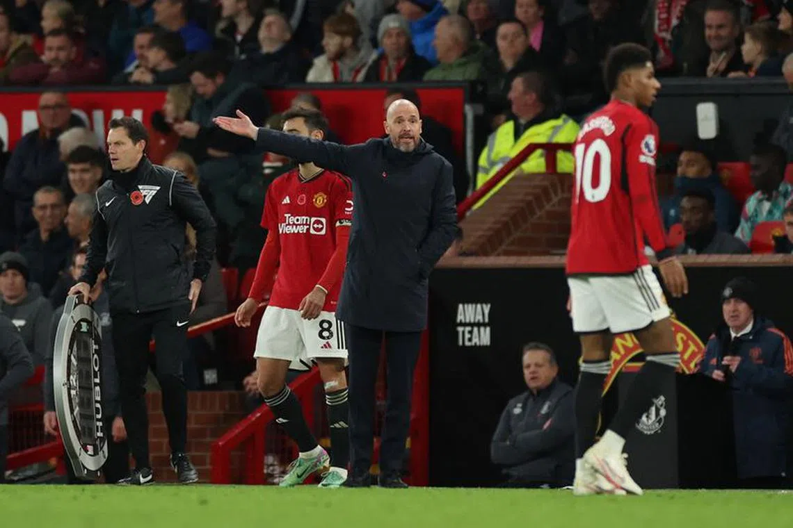 Soccer Football - Premier League - Manchester United v Luton Town - Old Trafford, Manchester, Britain - November 11, 2023 Manchester United manager Erik ten Hag REUTERS/Phil Noble