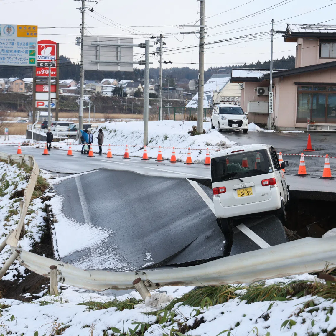 The quake, late on Dec 8 off the coast of the northern region of Aomori, shook buildings, tore apart roads, smashed windows and triggered tsunami waves.