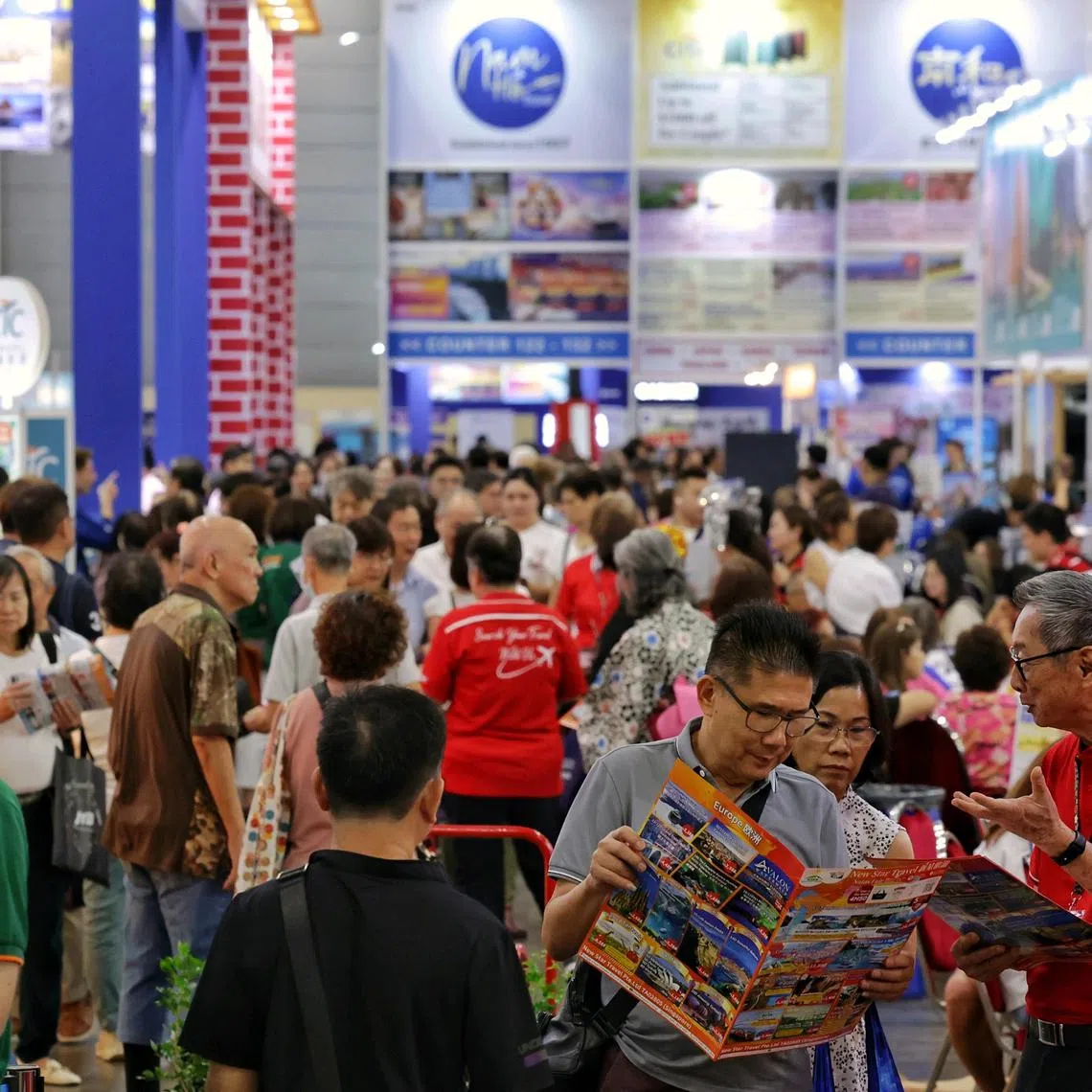 Visitors at the Natas Travel Fair on Feb 28.