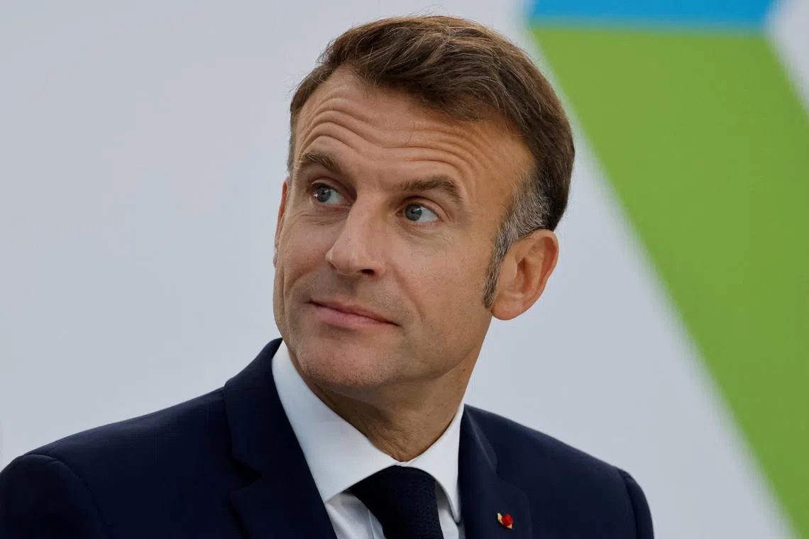 FILE PHOTO: French President Emmanuel Macron attends the opening session of the 19th Summit of the Francophonie at the Grand Palais in Paris, France October 5, 2024. LUDOVIC MARIN/Pool via REUTERS/File Photo