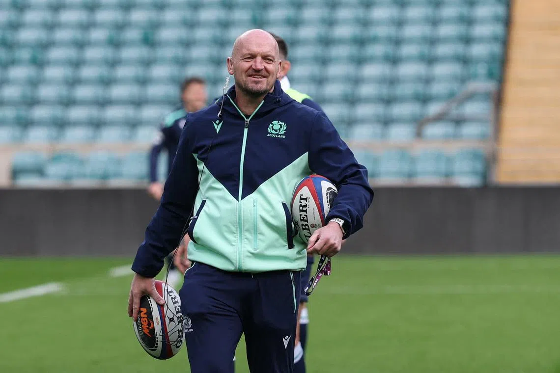 FILE PHOTO: Rugby Union - Six Nations Championship - Scotland Captain's Run - Allianz Stadium, Twickenham, Britain - February 21, 2025 Scotland head coach Gregor Townsend during the captain's run Action Images via Reuters/Paul Childs/ File Photo