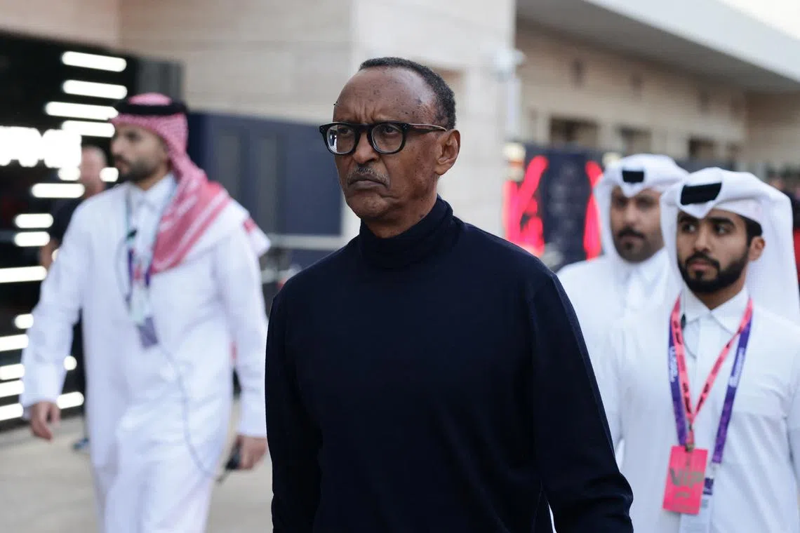 FILE PHOTO: Formula One F1 - Qatar Grand Prix - Lusail International Circuit, Lusail, Qatar - December 1, 2024  Rwanda President Paul Kagame is seen ahead of the Qatar Grand Prix REUTERS/Jakub Porzycki/File Photo