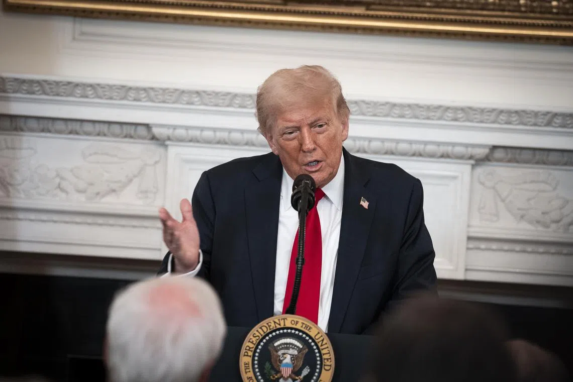 US President Donald Trump delivers remarks at the White House on July 14.