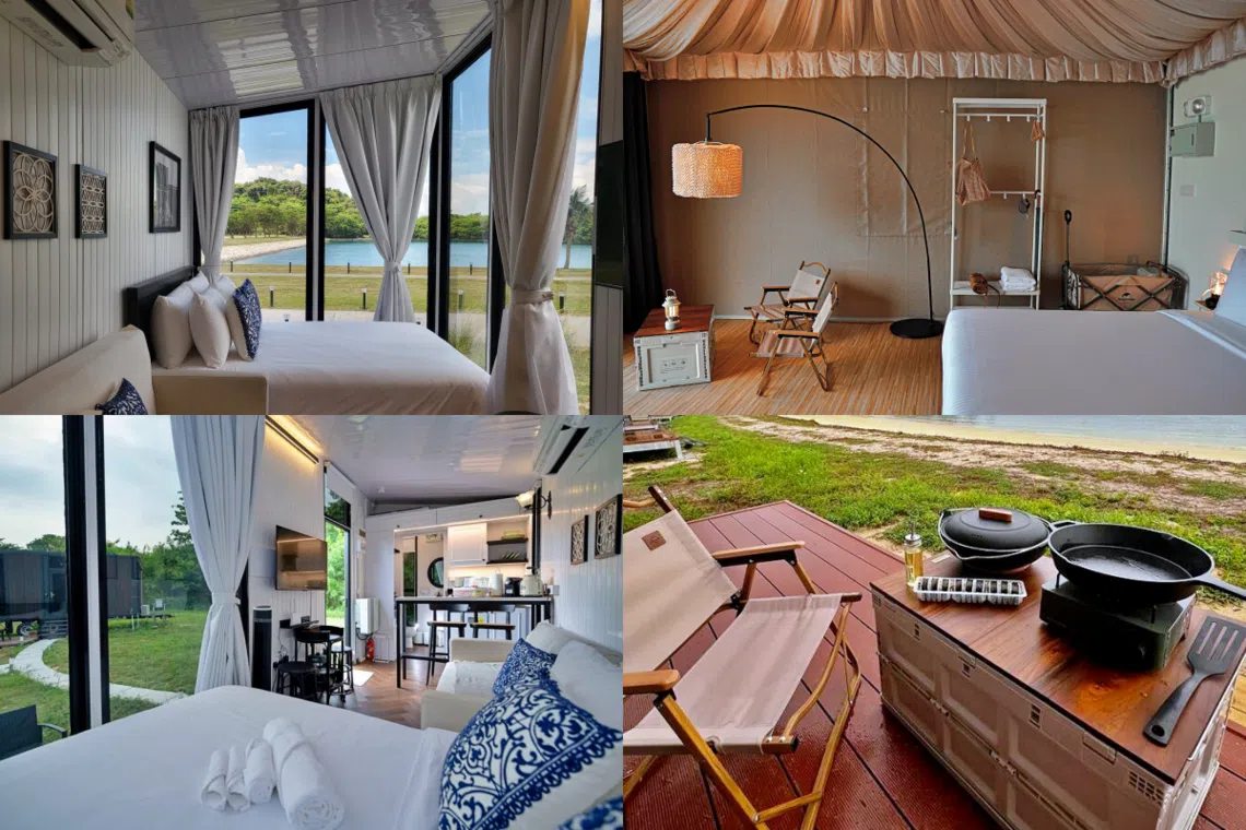 Best beach weekend getaway from Singapore: Lazarus Island accommodations Tiny Away Escape and Into the Woods