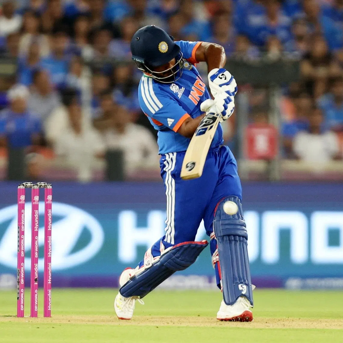 Cricket - ICC Men's T20 World Cup 2026 - Final - India v New Zealand - Narendra Modi Stadium, Ahmedabad, India - March 8, 2026 India's Sanju Samson in action. REUTERS/Amit Dave
