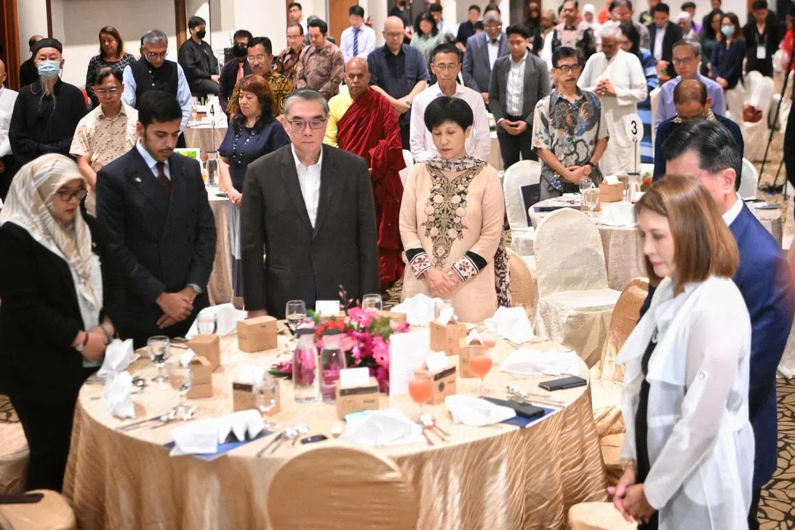 1 minute of silence observance for human solidarity during the event.

The Opening Ceremony & Interfaith Dialogue entitled 'Inclusivity & Idealism' on 20 Dec, 2022 at the Furama Riverfront Hotel.