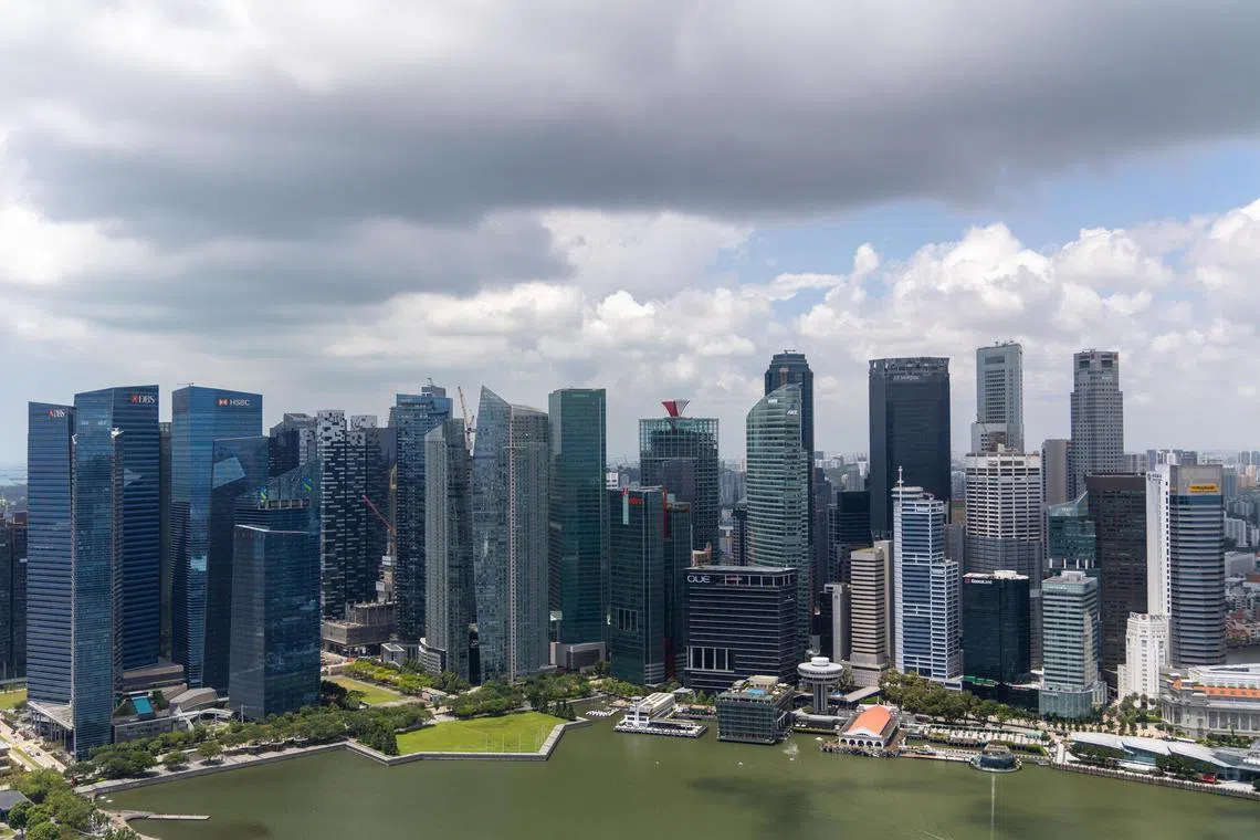 Skyline of the Central Business District (CBD) and Marina Bay Financial Centre. 