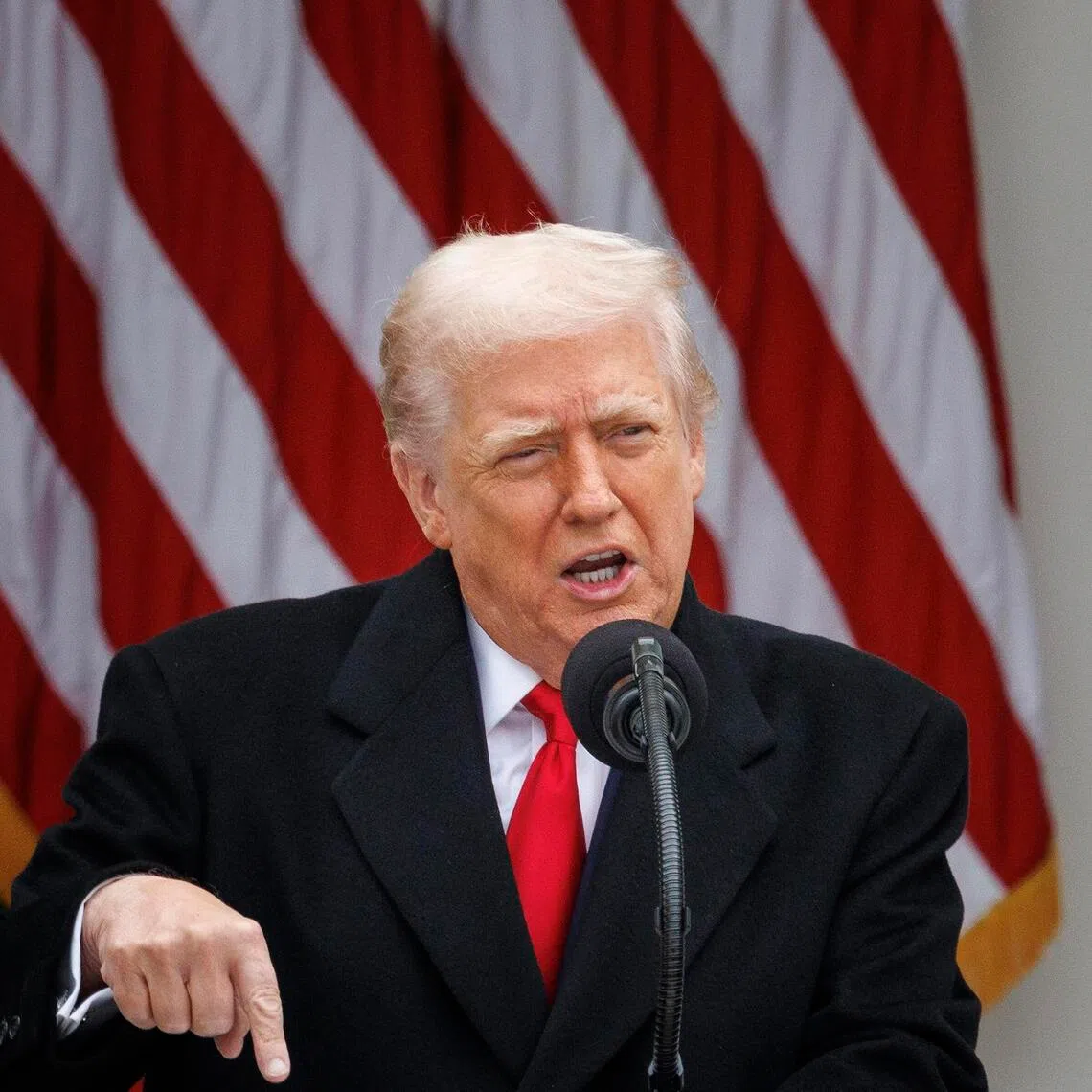 US President Donald Trump speaks during a ceremony at the White House in Washington, Nov. 25, 2025. His updated National Security Strategy elevates the Western Hemisphere as America’s highest priority. PHOTO: TOM BRENNER/NYTIMES