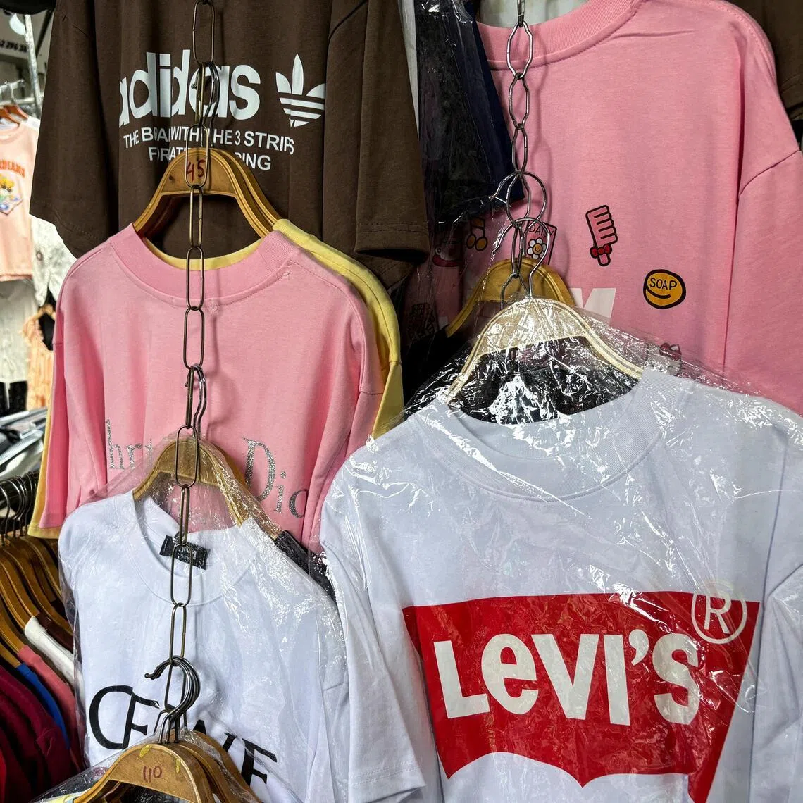 Counterfeit goods at Ninh Hiep market, on the outskirts of Hanoi, Vietnam, on May 5, 2026.