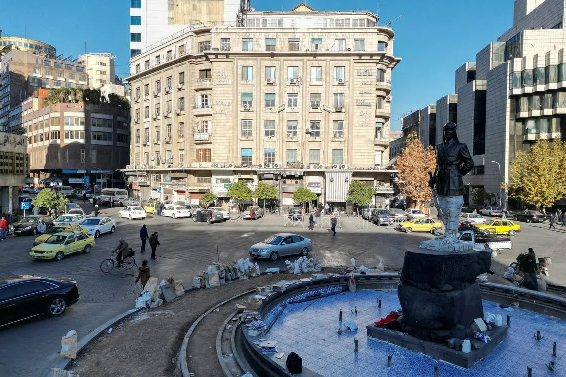 A drone view shows Yusuf al-Azma Square, after the ousting of Syria's Bashar al-Assad, in Damascus, Syria, December 16, 2024. REUTERS/Yosri Al Jamal