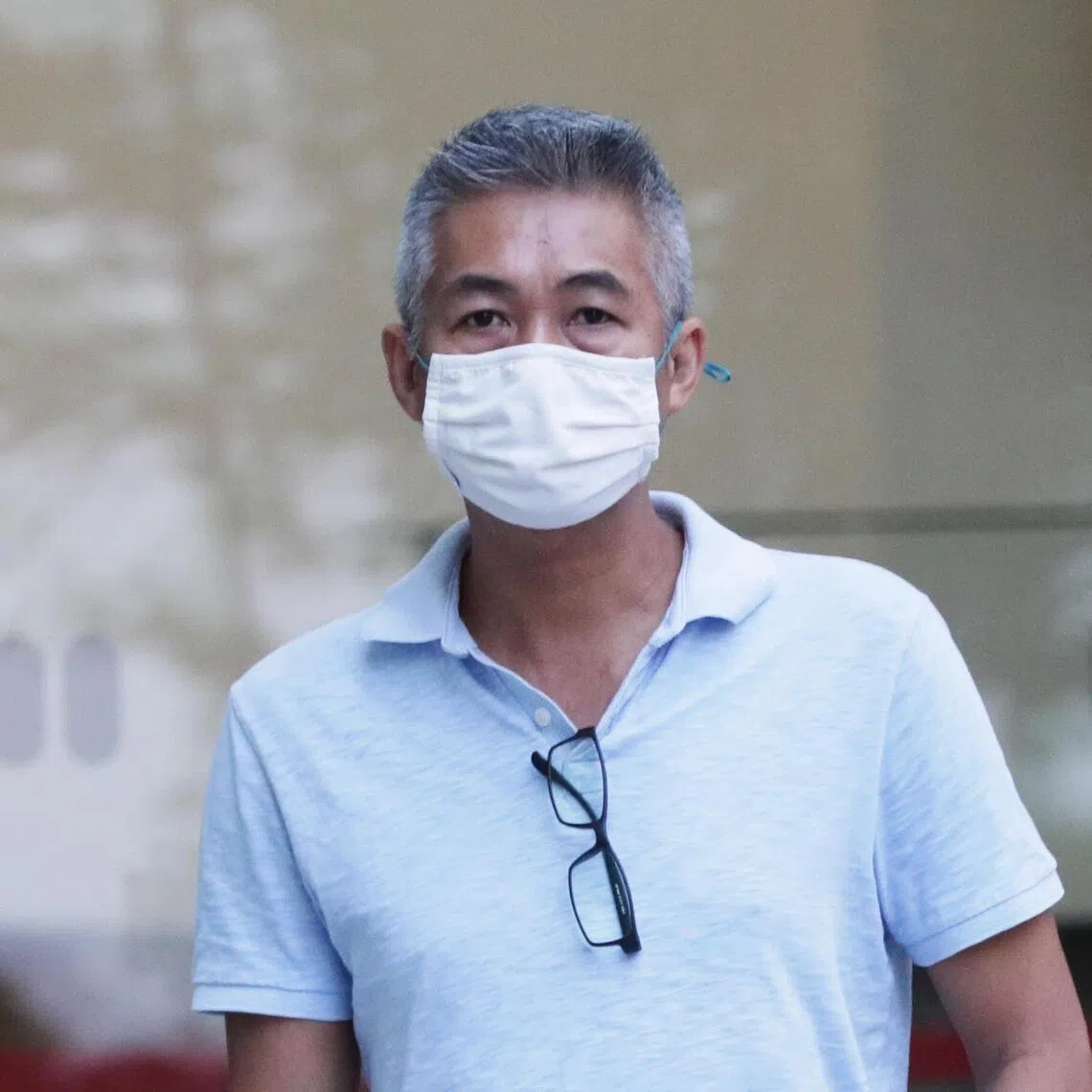 Richard Goh leaving the State Courts on 23 February 2021. He was among three former Shell Eastern Petroleum employees linked to a $200 million gas oil heist and has been charged with bribing employees of surveying companies who inspected vessels which the oil giant supplied fuel to.