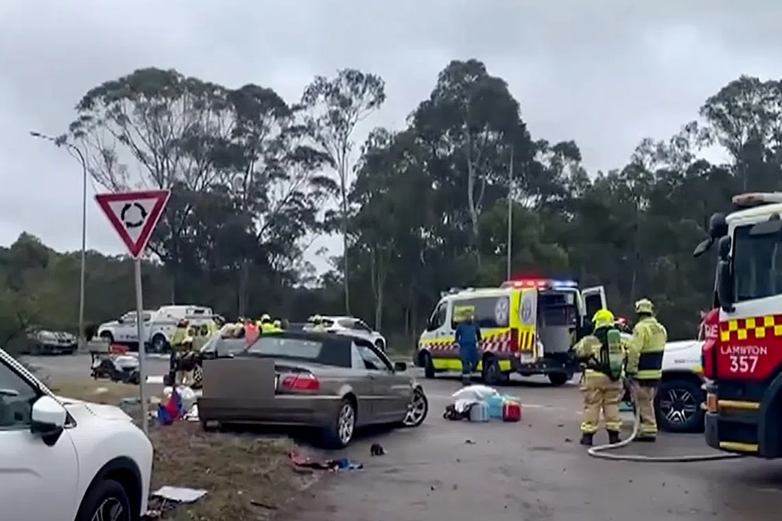 The driver was arrested at the scene in the city about 110km north of the New South Wales state capital Sydney.