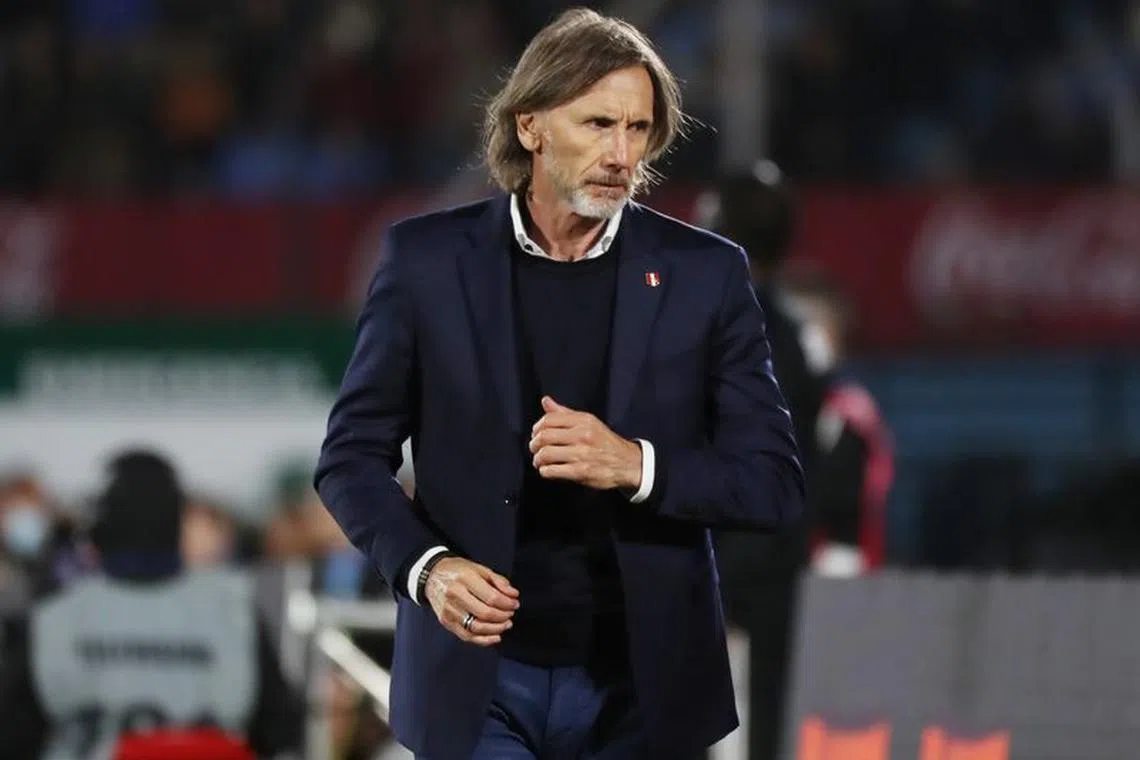 Soccer Football - World Cup - South American Qualifiers - Uruguay v Peru - Estadio Centenario, Montevideo, Uruguay - March 24, 2022 Peru coach Ricardo Gareca Pool via REUTERS/Raul Martinez/File photo