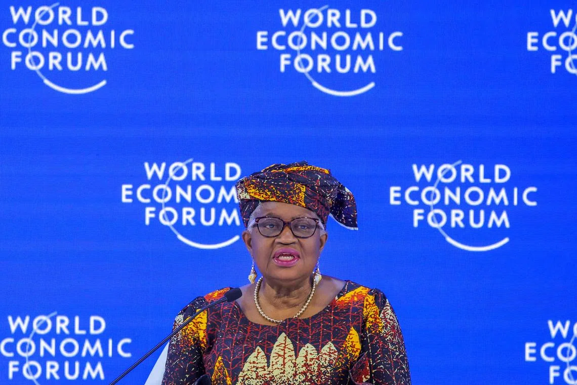 World Trade Organization (WTO) Director‑General Ngozi Okonjo‑Iweala attends the 56th annual World Economic Forum (WEF) meeting in Davos, Switzerland, January 23.
