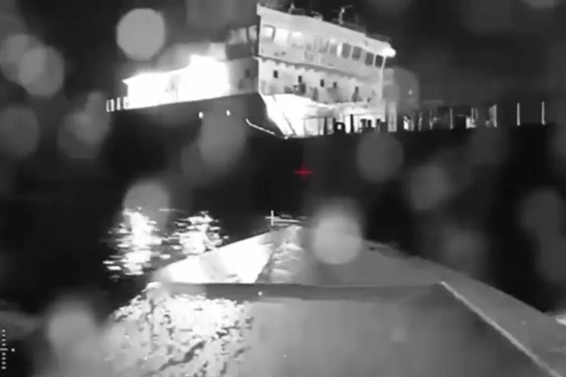 A Ukrainian sea drone full of explosives had struck a Russian fuel tanker overnight near a bridge linking Russia to annexed Crimea, the second such attack in 24 hours.