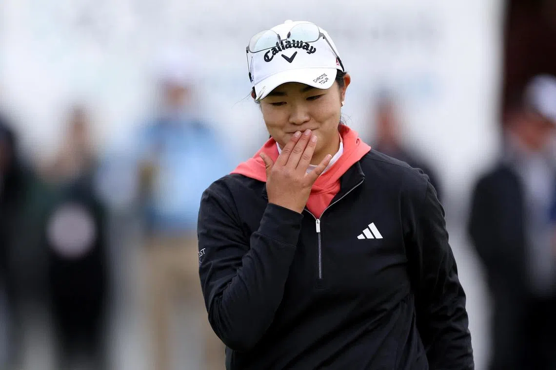 Rose Zhang (above) celebrating her come-from-behind victory over Sweden’s Madelene Sagstrom to claim the Cognizant Founders Cup on May 12.