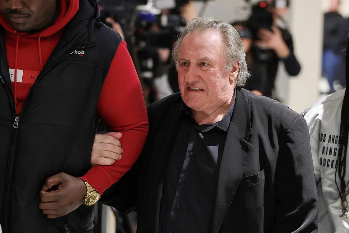 French actor Gerard Depardieu at the courthouse during his trial in Paris on March 27.