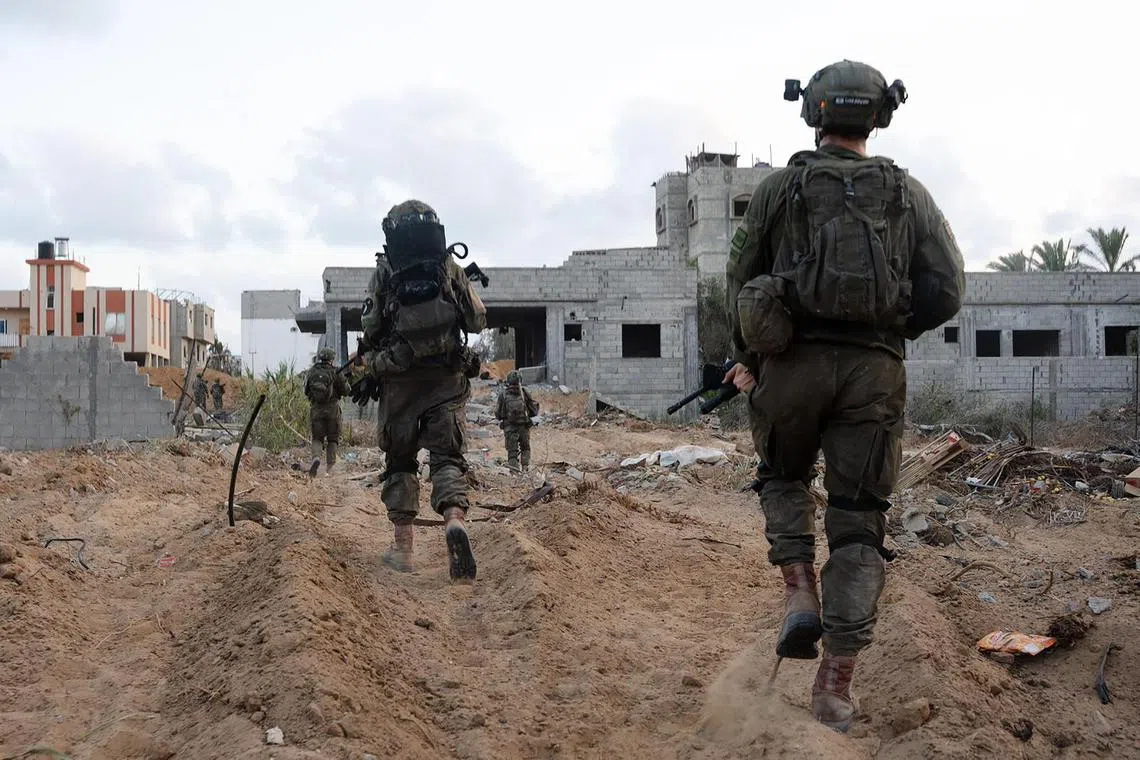 This handout picture shows Israeli soldiers operating on the ground in the Gaza Strip.