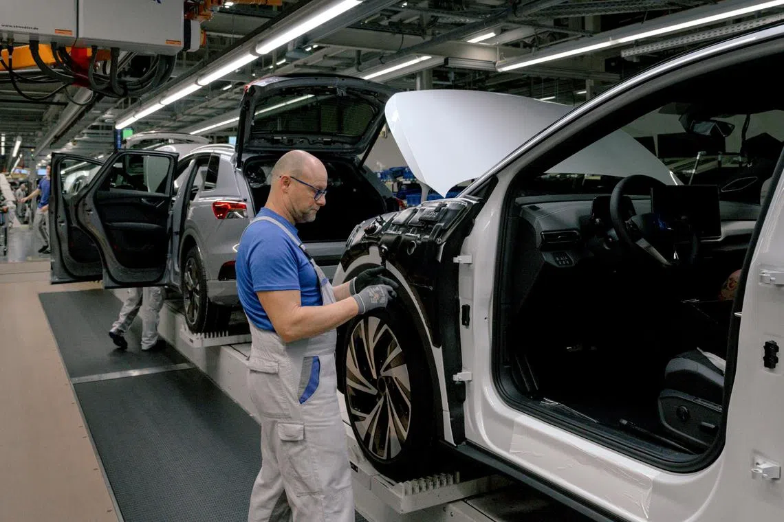 A Volkswagen assembly line in Zwickau, Germany.