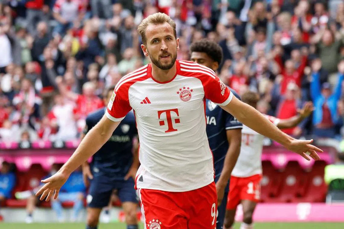 FILE PHOTO: Soccer Football - Bundesliga - Bayern Munich v VfL Bochum - Allianz Arena, Munich, Germany - September 23, 2023 Bayern Munich's Harry Kane celebrates scoring their second goal REUTERS/Michaela Rehle/File Photo