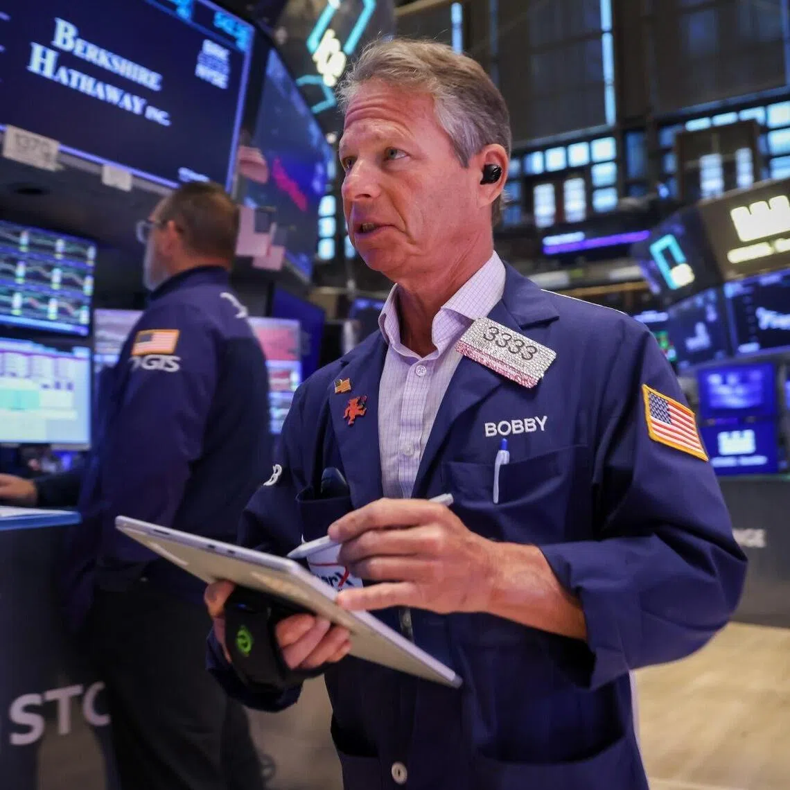 Traders working on the floor of the New York Stock Exchange in New York City on Oct 26.