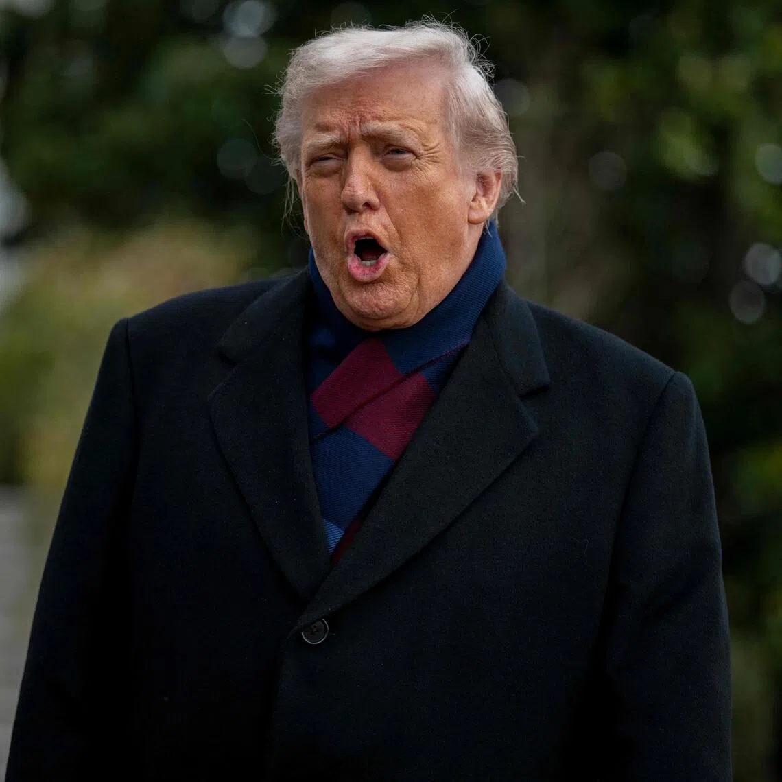 US President Donald Trump speaking to the media after two US Army soldiers and an interpreter were killed in Syria on Dec 13.