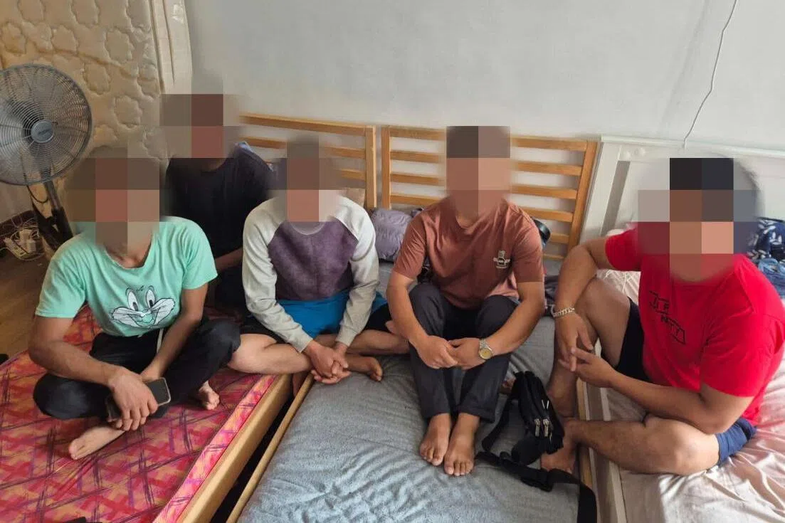 The men, aged between 21 and 43, had overstayed in Singapore after the expiry of their visit passes, said ICA and MOM.
