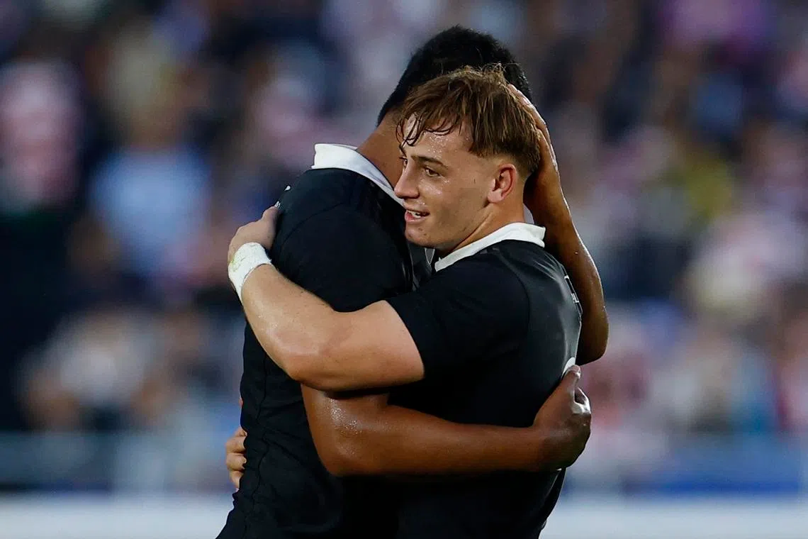 Rugby Union - Japan v New Zealand - Yokohama International Stadium, Yokohama, Japan - October 26, 2024 New Zealand's Ruben Love celebrates after the match REUTERS/Kim Kyung-Hoon/File Photo