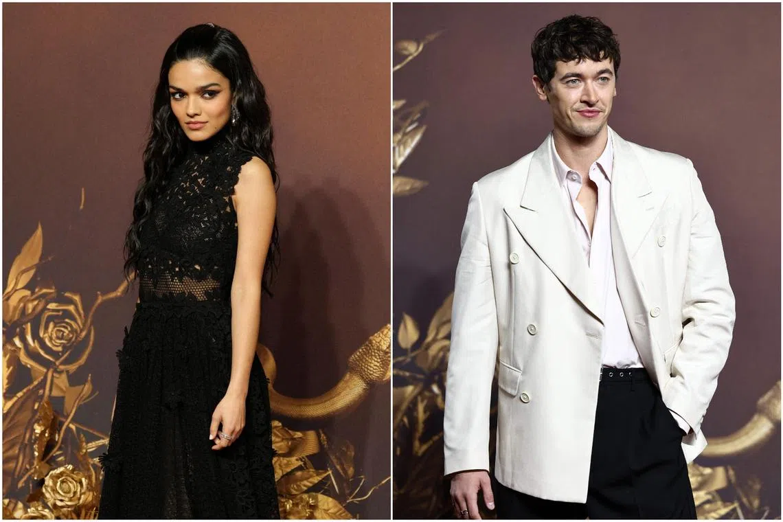 Cast members Rachel Zegler and Tom Blyth at the world premiere of The Hunger Games: The Ballad Of Songbirds And Snakes in London on Nov 9.