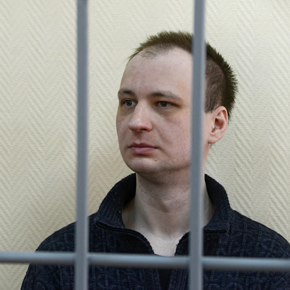 Former US Marine Robert Gilman attending a court hearing in Russia in April 2026. Gilman is reported to be in a catatonic-like state assessed as a “dissociative stupor”.