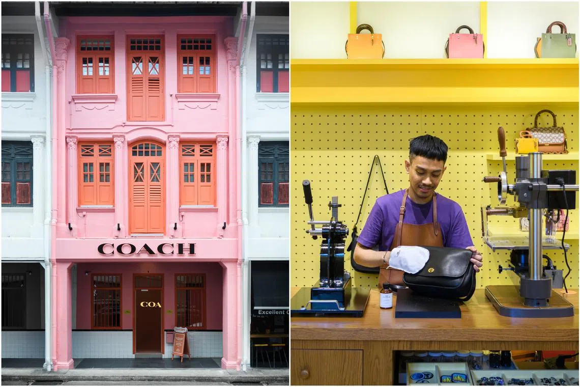 The Coach Play Singapore Shophouse at 5 Keong Saik Road comes with a cafe and a personalisation area.