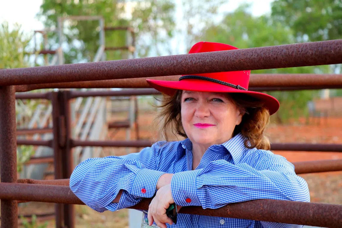 FILE PHOTO: Gina Rinehart poses in Western Australia in this undated handout photo obtained January 23, 2018. Hancock Prospecting/Handout via REUTERS/File Photo