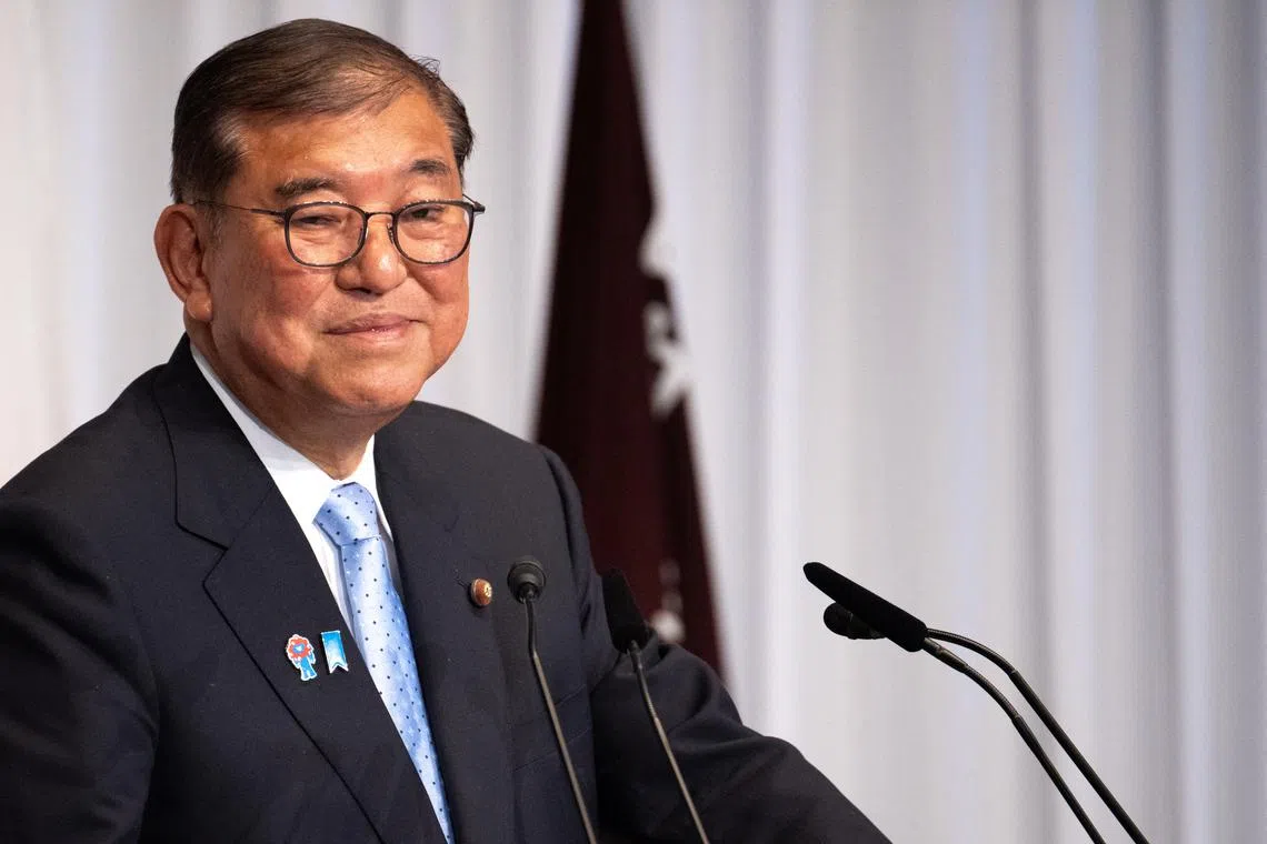 FILE PHOTO: Japan's Prime Minister Shigeru Ishiba attends a press conference at the headquarters of the Liberal Democratic Party (LDP) in Tokyo on July 21, 2025. PHILIP FONG/Pool via REUTERS/File photo